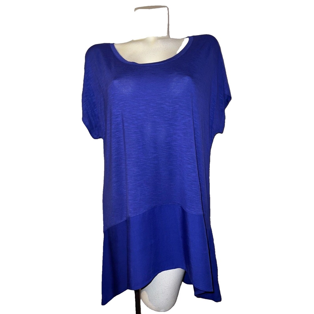 New Chico's Top Knit Woven Long Drama Datura Purple Tunic Women's Size XL (3)